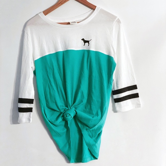 PINK Victoria's Secret Tops - Pink 3/4 sleeve teal shirt